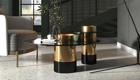 black and gold nesting coffee tables