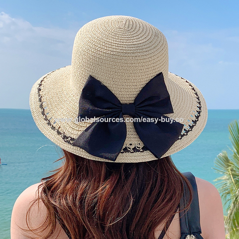 Women's Straw Hats Summer Outdoor Seaside Sunscreen Straw Hat Bow Folding Beach  Hat Women's Sun Hat - Expore China Wholesale Women's Straw Hats and Beach  Hat, Beach Sun Protection Straw Hat, Bow
