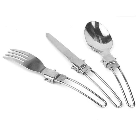 3pcs/set Stainless Steel Cutlery Set (knife, Fork, Spoon) With Travel Case,  For Camping, Picnic, Work, And Hiking, Blue