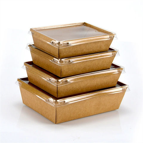 10pcs Disposable kraft paper square lunch box thickened takeaway packaging  boxes food fruit salad container cup with lid 500ML - AliExpress