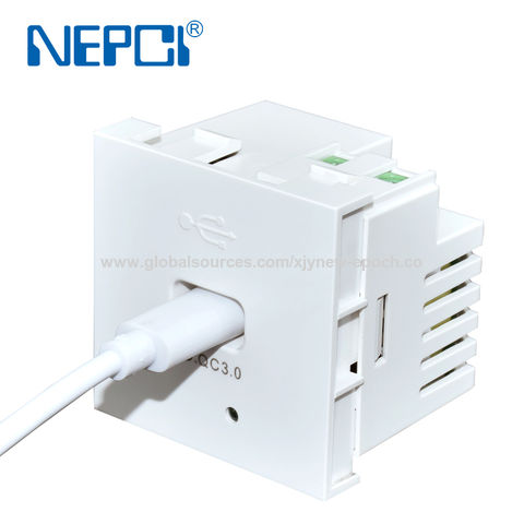 موسع جدار الحائط من نوع USB من النوع C مع خاصية PD والشحن السريع QC3.0 مقاس 45 مم * 45 مم موديل XJY-USB-17I-PD من NEPCI