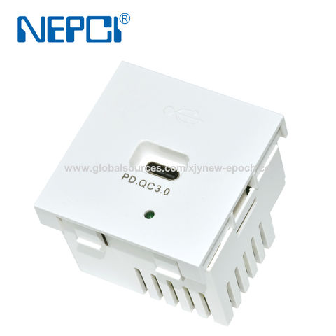 موسع جدار الحائط من نوع USB من النوع C مع خاصية PD والشحن السريع QC3.0 مقاس 45 مم * 45 مم موديل XJY-USB-17I-PD من NEPCI
