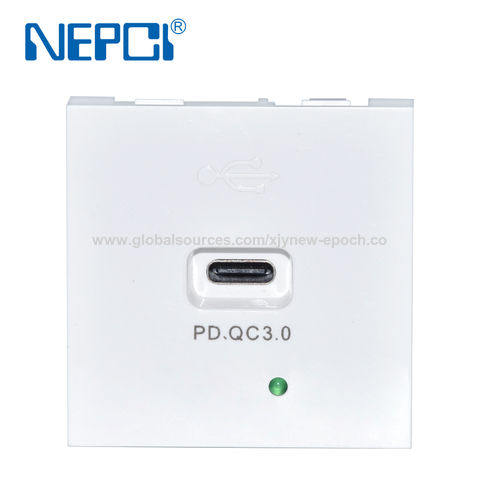 موسع جدار الحائط من نوع USB من النوع C مع خاصية PD والشحن السريع QC3.0 مقاس 45 مم * 45 مم موديل XJY-USB-17I-PD من NEPCI