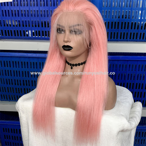 FULL LACE Wig 100% Human Hair 360 Lace Frontal Transparent Light Pink buy 22