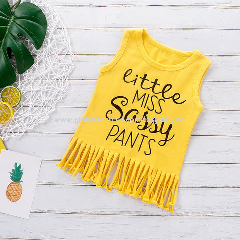 Ensemble pour fille Gilet à franges + short cinq points imprimé chrysanthème et lettres - Tenue décontractée