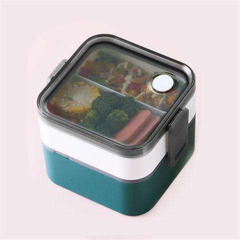 Hot Lunch Box Portable Hermetic 2 Layer Grid Children Student Bento Box  with Fork Spoon Leakproof Microwavable Prevent School