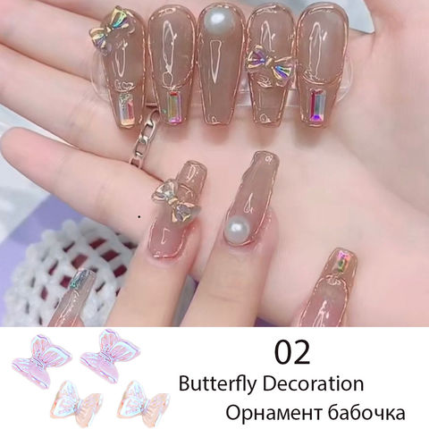 Wholesale New Arrivals Peach Pink Fake Nails Mix Design For Lady Butterfly  Pattern French Coffin False Nails From m.