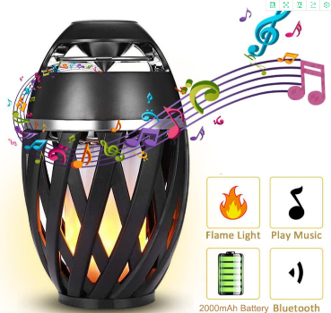 Torch Atmosphere Bluetooth Speakers, Dikaou Led Flame Table Lamp Torch Atmosphere Bluetooth