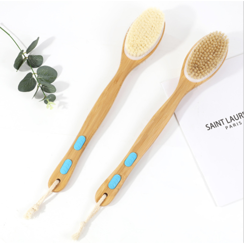 Metene Shower Brush with Soft and Stiff Bristles Exfoliating Skin and A Soft Scrub Double-Sided Brush Head for Wet or Dry Brushing Specially Long