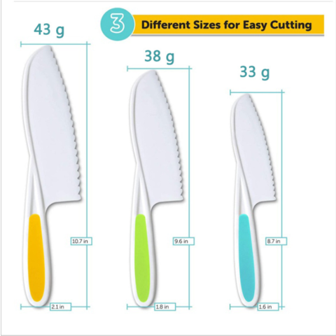 Couteaux pour enfants Ensemble de couteaux de cuisson en nylon 3