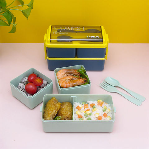 Portable Microwaveable Plastic Lunch Box, Double-layer Lunch Box