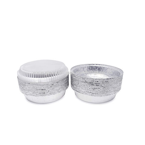 Disposable Round Aluminum Foil Take-out Pans With Plastic Lids 9 Inch. 