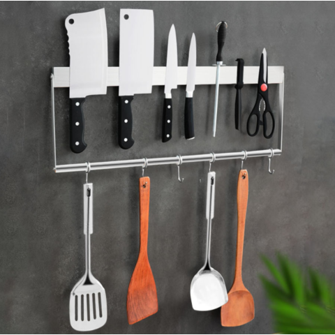 Wall Mount Knife Block without Knives Black 304 Stainless Steel