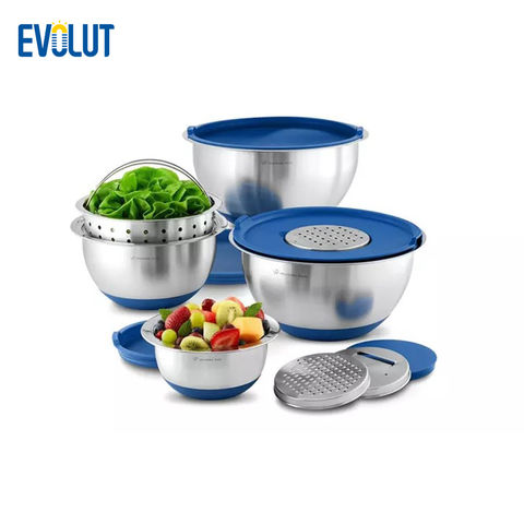 Buy Wholesale China Mixing Bowls With Airtight Lids, 6 Piece Stainless  Steel Metal Bowls By Umite Chef, Measurement Mark & Salad Bowl at USD 4.7