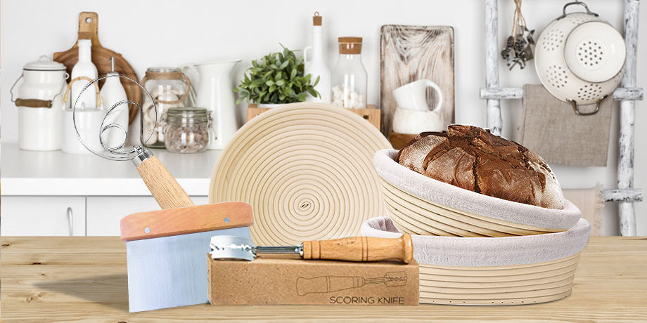 5PCS Rattan Baking Basket Utensils Bread Proofing Basket Bread Sourdough Holder 