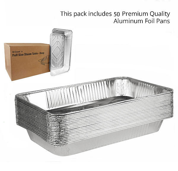 Buy Wholesale China Full Size Disposable Aluminum Pans 50 Pack Large Steam  Pan Baking Serving & Baking Aluminum Foil Pans at USD 31