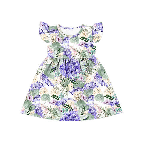 Compre Púrpura Verde Hortensia Hawaiian Niña Vestido Libre Patrón