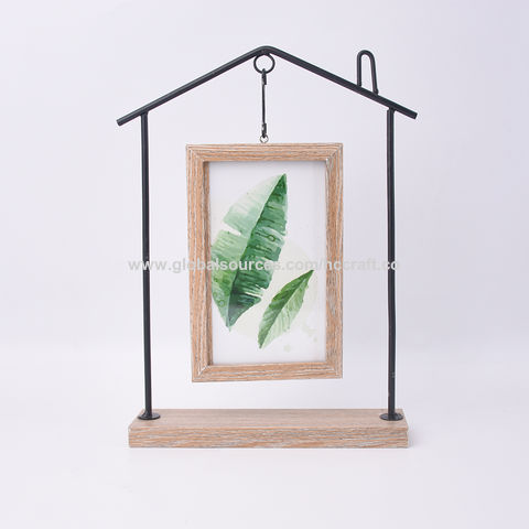 Hanging Picture Frames 4X6 Iron Wood Vintage Glass Unique Wholesale