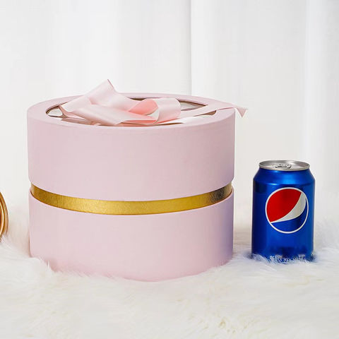 Round box with Clear Lid and Ribbon, Flower Boxes