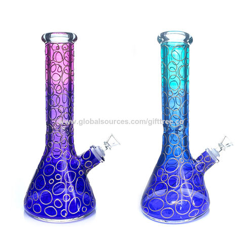 14' Fancy Glow in The Dark LV Decal Beaker Water Pipe - with 14m