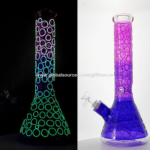 14' Fancy Glow in The Dark LV Decal Beaker Water Pipe - with 14m