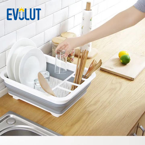 Collapsible Dish Drainer Tray with Board Foldable Drying Rack Set