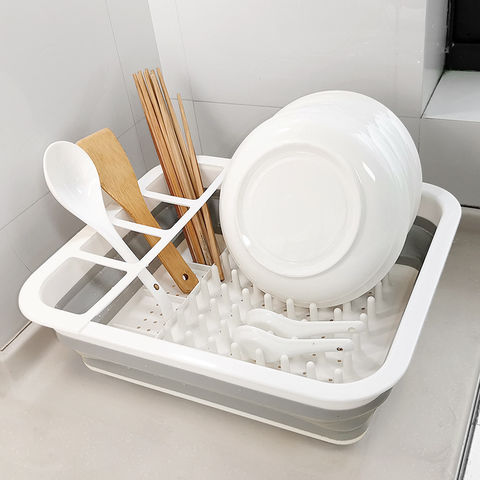 Stainless Steel Dish Rack Dish Drainer Drying Dryer Rack Holder with  Draining Board Chopsticks Holder for Kitchenware 