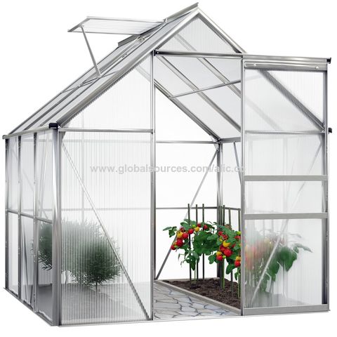 Invernadero de policarbonato, casa verde para pasatiempos al aire libre  para patio, césped, invernadero de madera para plantas, casa de cultivo con