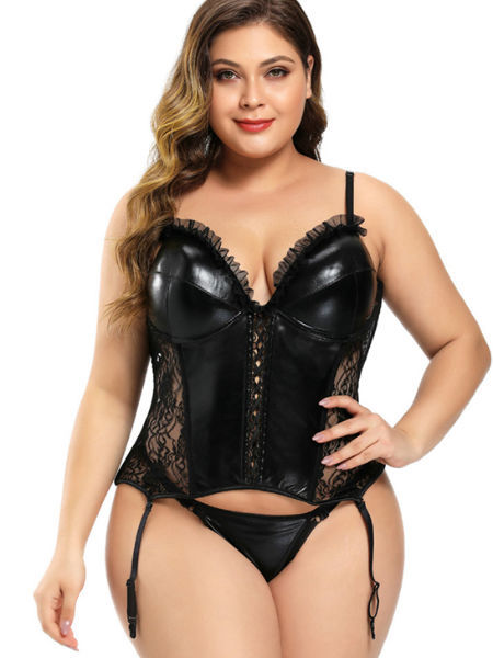 Buy Wholesale China Pvc Leather Big Breast Corsets And Bustiers Lingerie  For Busty Women & Pvc Leather Sexy Lingerie at USD 8.8