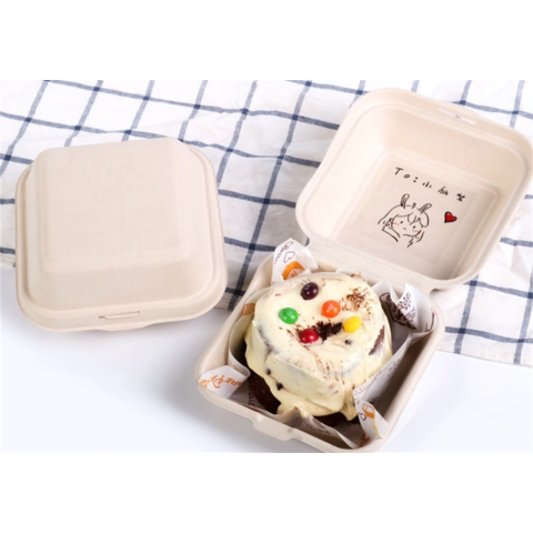 Cake Containers, Disposable Paper Pulp Lunch Box, Hamburger Box