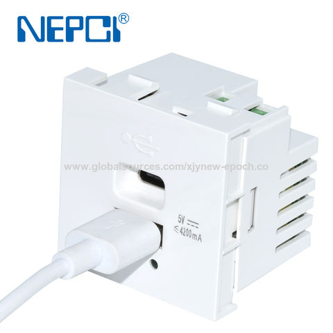 وحدة شاحن USB بمنفذ USB نوع A+C QC4.0 45*45mm 5V4.2A XJY-USB-17E-A/C NEPCI - شاحن USB جداري للشركات