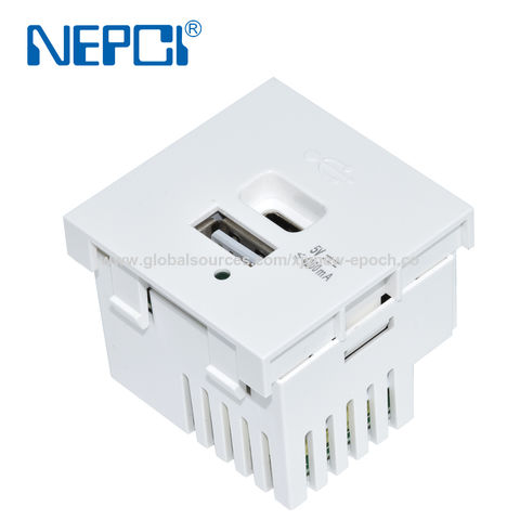 وحدة شاحن USB بمنفذ USB نوع A+C QC4.0 45*45mm 5V4.2A XJY-USB-17E-A/C NEPCI - شاحن USB جداري للشركات