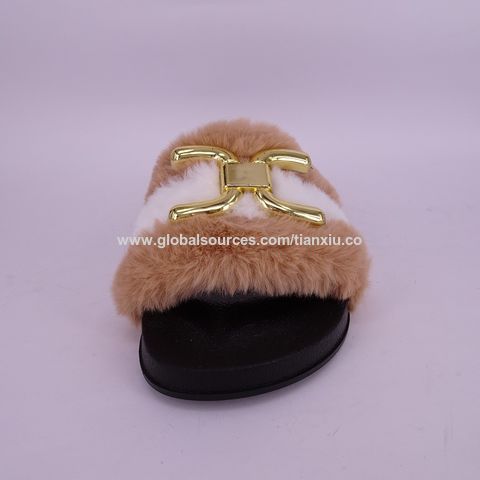 Slippers Mink Fur Women, Louis Vuitton Mink Fur Slippers