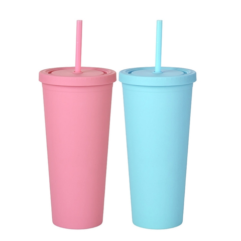 Wholesale 16oz/450ml Skinny Matte Acrylic Tumblers with Lid and