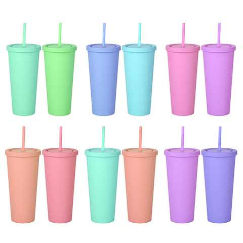 30 Pack Skinny Tumbler with Lids and Straws 16 oz Matte Colored
