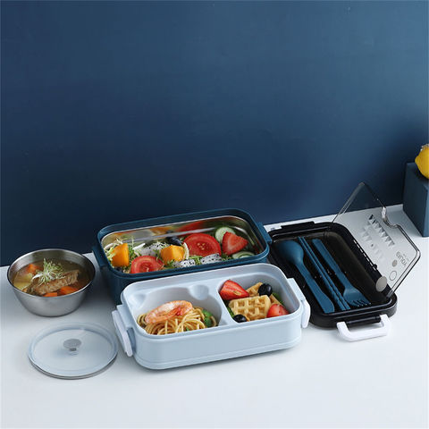 4 grid adult lunch box insulated lunch box with tableware portable lunch box