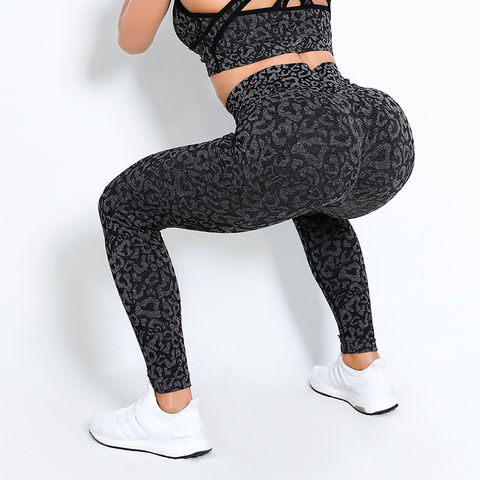 Pantalon Fitness Taille Haute Imprimé Léopard Poche Latérale