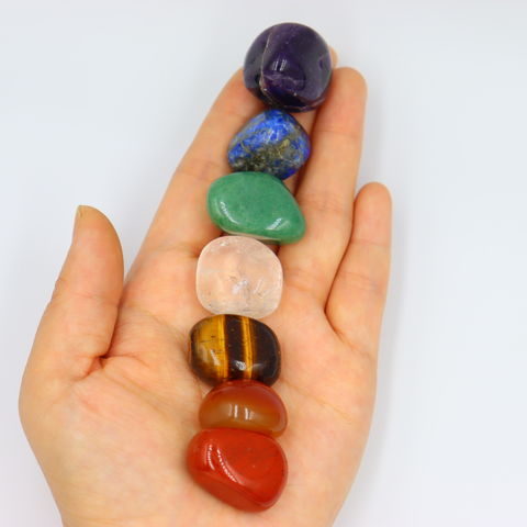 Livraison Gratuite 7pcs/Set Reiki Pierre Naturelle Polie Roche Quartz Yoga Énergie Perles pour Chakra