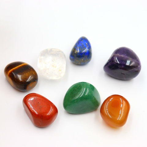 Livraison Gratuite 7pcs/Set Reiki Pierre Naturelle Polie Roche Quartz Yoga Énergie Perles pour Chakra