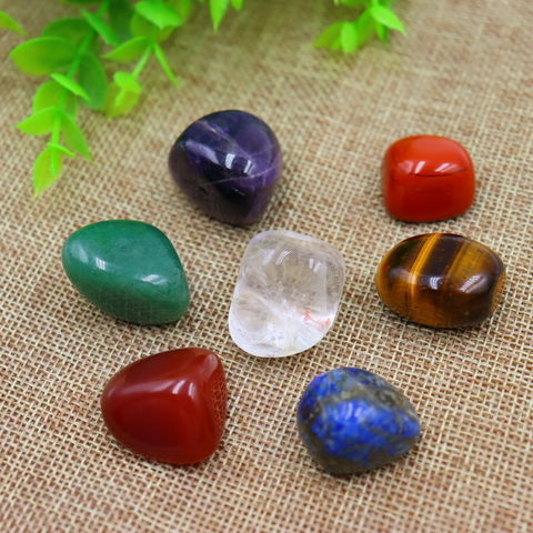 Livraison Gratuite 7pcs/Set Reiki Pierre Naturelle Polie Roche Quartz Yoga Énergie Perles pour Chakra