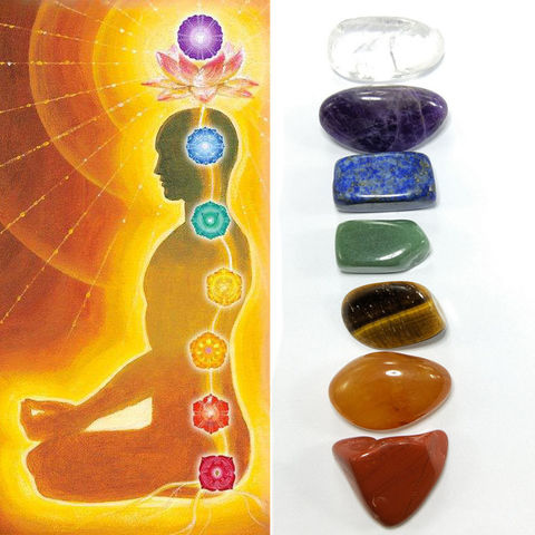 Livraison Gratuite 7pcs/Set Reiki Pierre Naturelle Polie Roche Quartz Yoga Énergie Perles pour Chakra