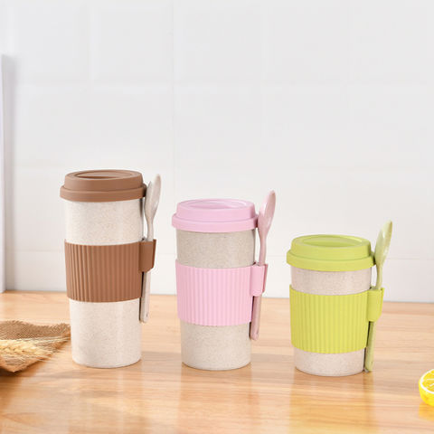 350/450ML Reusable Coffee Cup Eco-Friendly Wheat Straw Coffee Mugs