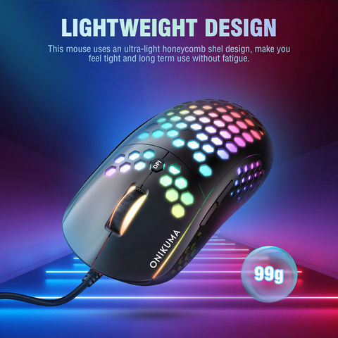 RUNMUS RGB Gaming Mouse, Ergonomic USB Gaming Mice for PC, Laptop, 6400 DPI  Adjustable 