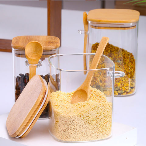 Buy Wholesale China Condiment Container Seasoning Box Set,bamboo Spice Jars  Glass Seasoning Food Storage Containers & Spice Jars at USD 0.9