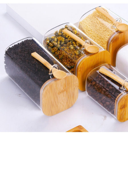 Buy Wholesale China Condiment Container Seasoning Box Set,bamboo Spice Jars  Glass Seasoning Food Storage Containers & Spice Jars at USD 1.2