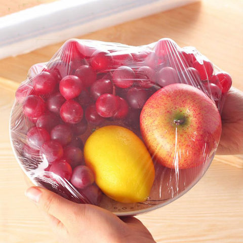 100Pcs Food Grade Plastic Cling Film Cling Wrap Reusable Plastic Wrap Bag  Suitable for Household Kitchens Food Service Film and Vegetable Preservation