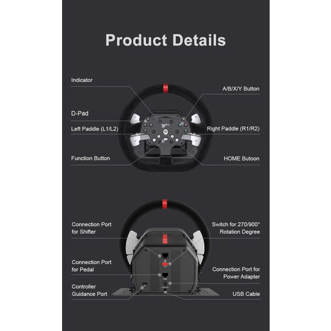 Pxn V10 Gaming Steering Wheel: Force Feedback, Double Vibration, With  Pedals And Shifter