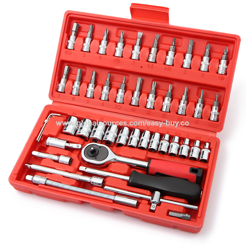 46-teiliger Maulschlüssel-Satz, Auto-Reparatur-Set, Steckschlüssel
