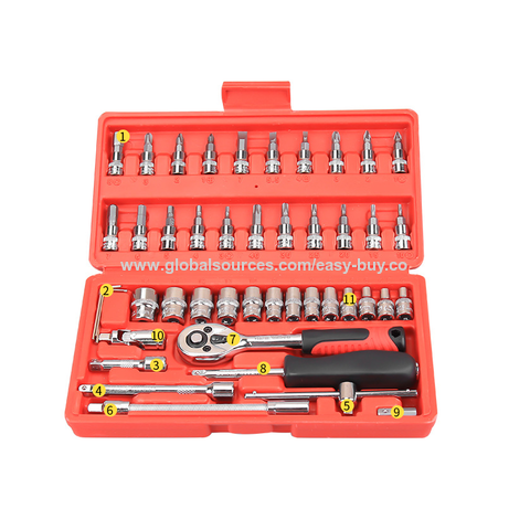 46-teiliger Maulschlüssel-Satz, Auto-Reparatur-Set, Steckschlüssel