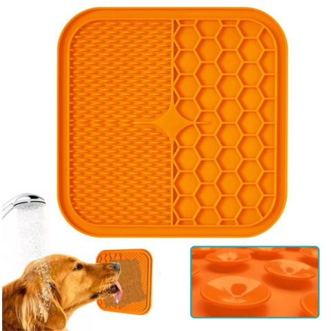 2 pack Pet Lick Mat Slow Feeder Dog Or Cat, Green and Orange